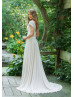 V Neck Ivory Lace Chiffon Empire Waist Wedding Dress